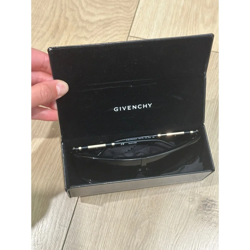 Givenchy SGV772 Sunglasses Black Gold Shield Oversized Unisex Made in Italy